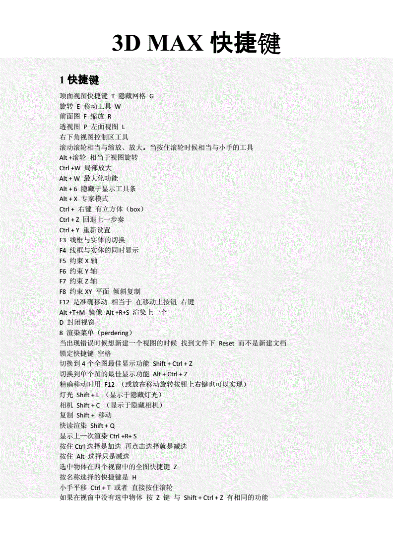 3dmax快捷键命令大全表格,3dmax快捷键命令大全图片